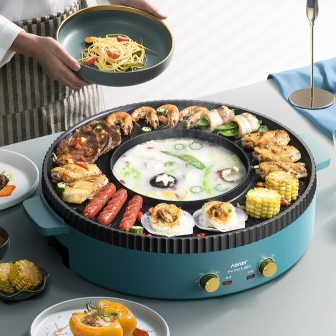 Electric Hot Pot And Grill Combo Barbecue Grill