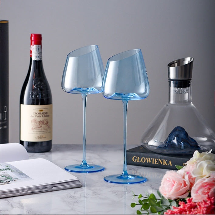 Klein Blue Crystal Goblet Elegant Drinking Glass