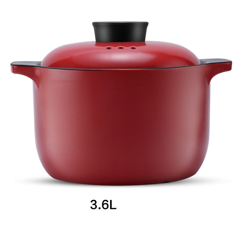 China Red Ceramic Stock Pot High Temperature Resistant Casserole Pot