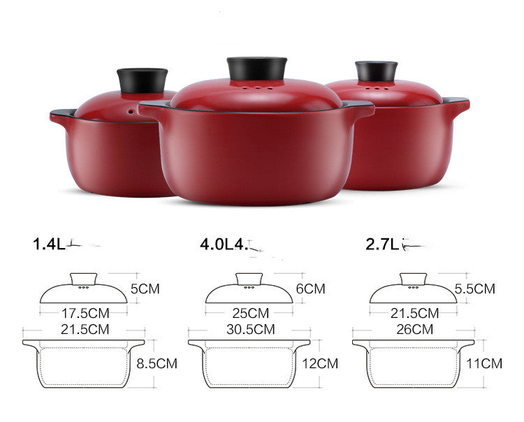 China Red Ceramic Stock Pot High Temperature Resistant Casserole Pot
