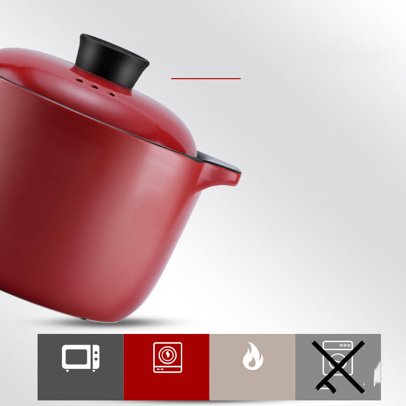 China Red Ceramic Stock Pot High Temperature Resistant Casserole Pot