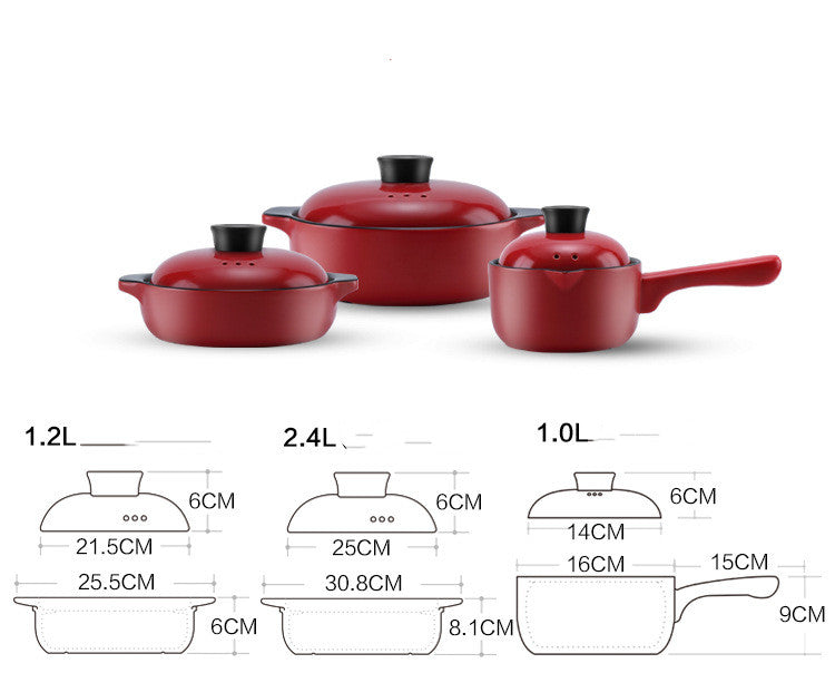 China Red Ceramic Stock Pot High Temperature Resistant Casserole Pot