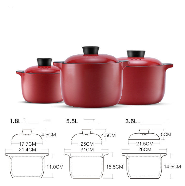 China Red Ceramic Stock Pot High Temperature Resistant Casserole Pot