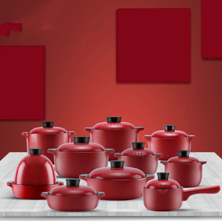 China Red Ceramic Stock Pot High Temperature Resistant Casserole Pot
