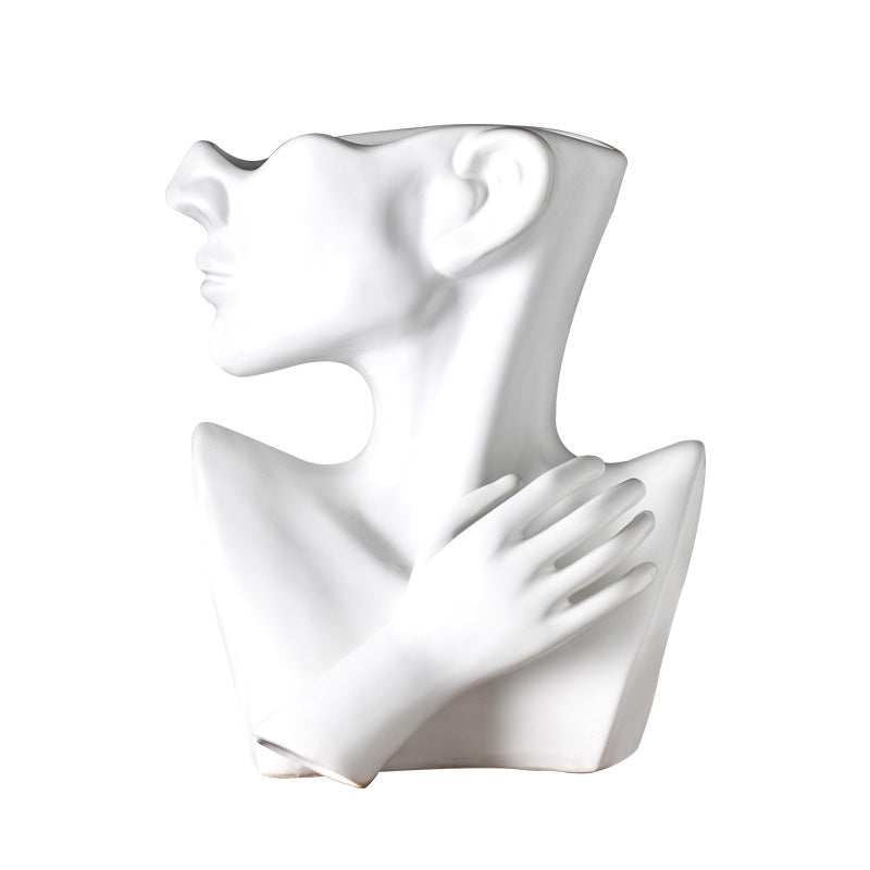 Nordic Human Head Resin Flower Vase Decor