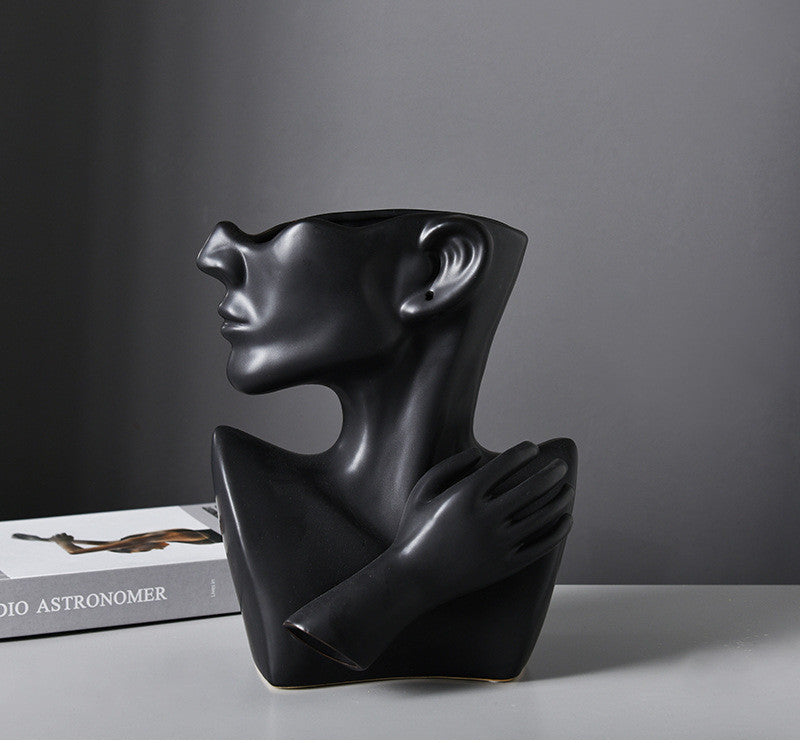Nordic Human Head Resin Flower Vase Decor