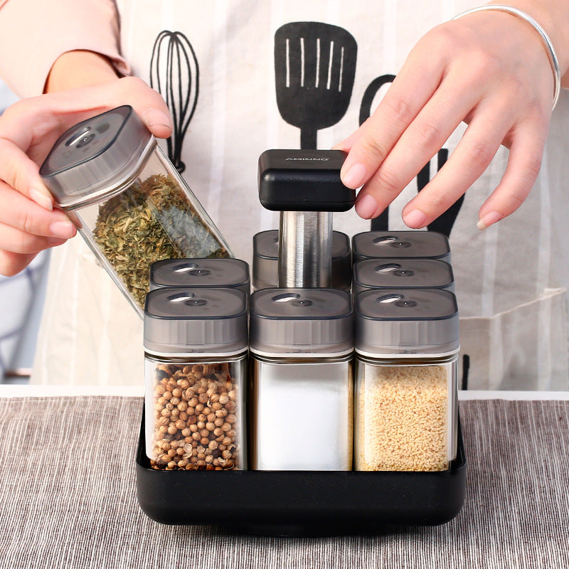 Glass Spice Jar Kitchen Seasoning Organizer Container
