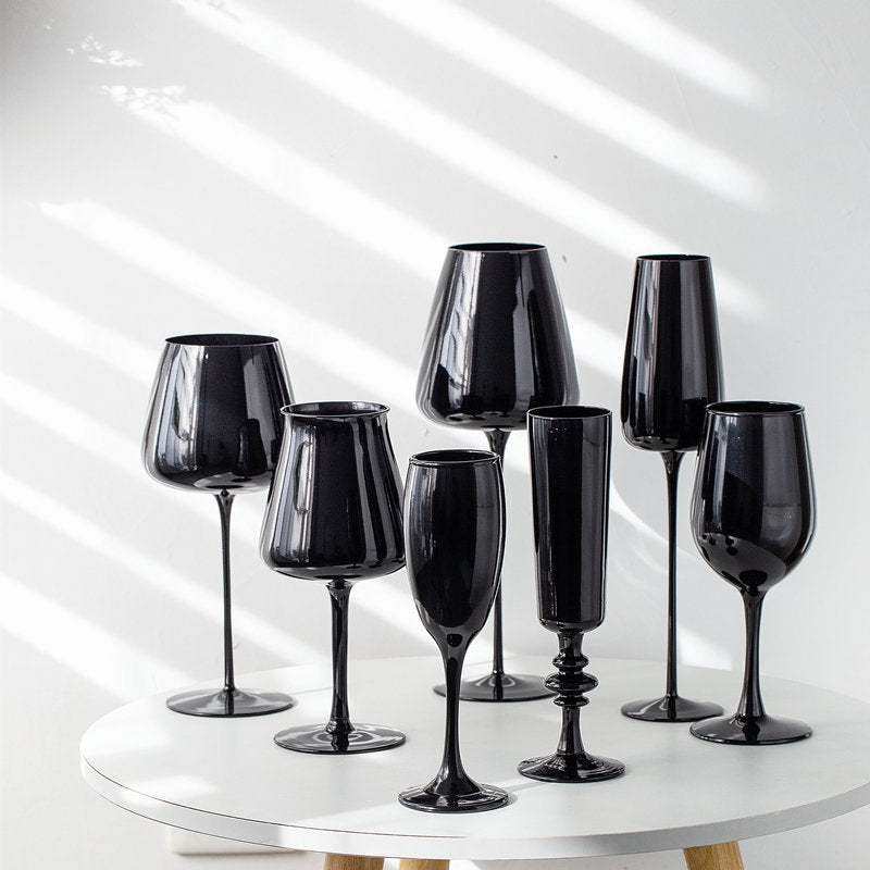 Black Porcelain Crystal Elegant Drinking Glass