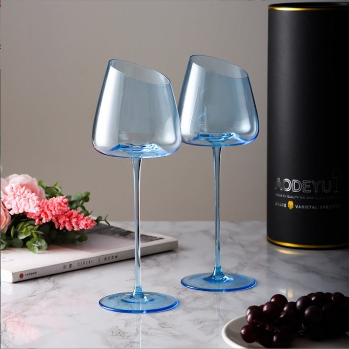 Klein Blue Crystal Goblet Elegant Drinking Glass