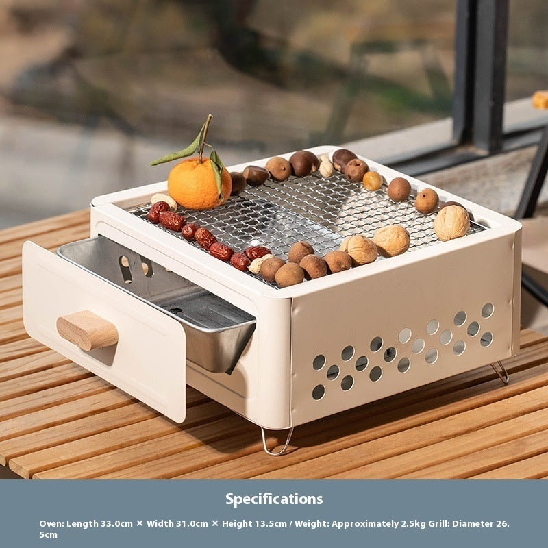 Outdoor Square Charcoal Barbecue Grill Oven