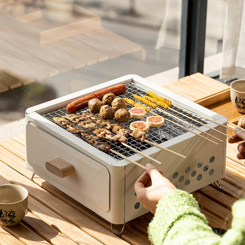 Outdoor Square Charcoal Barbecue Grill Oven