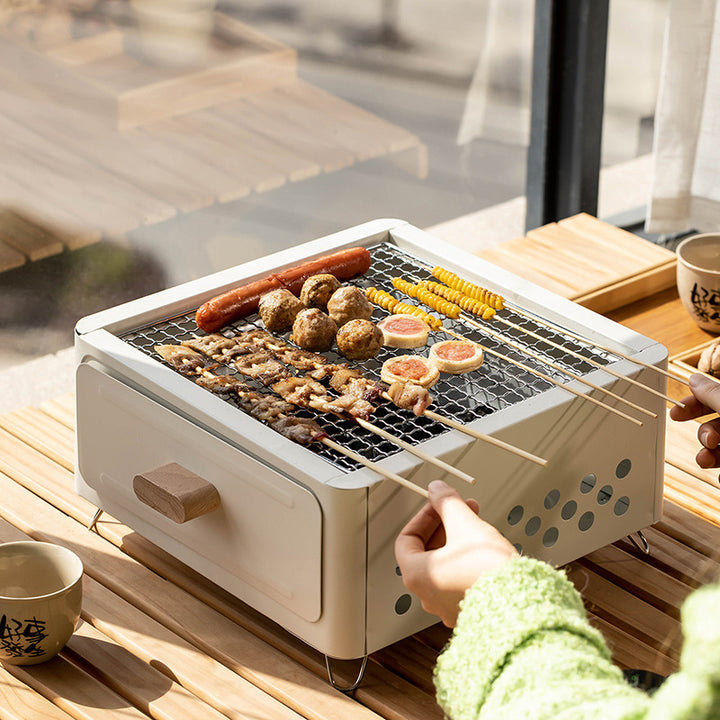 Outdoor Square Charcoal Barbecue Grill Oven