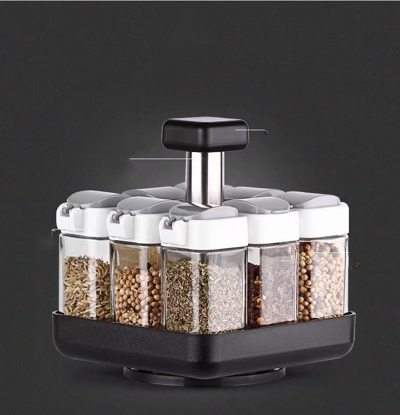 Glass Spice Jar Kitchen Seasoning Organizer Container