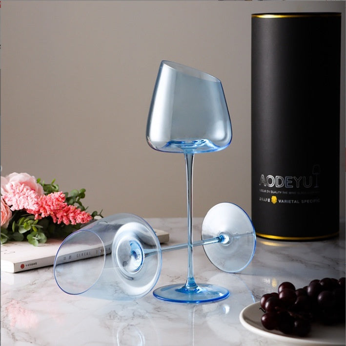 Klein Blue Crystal Goblet Elegant Drinking Glass