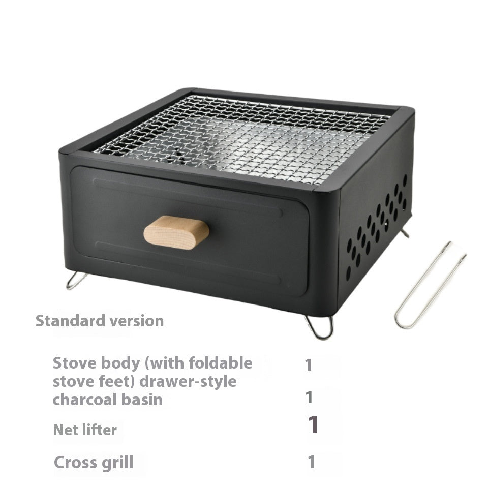 Outdoor Square Charcoal Barbecue Grill Oven