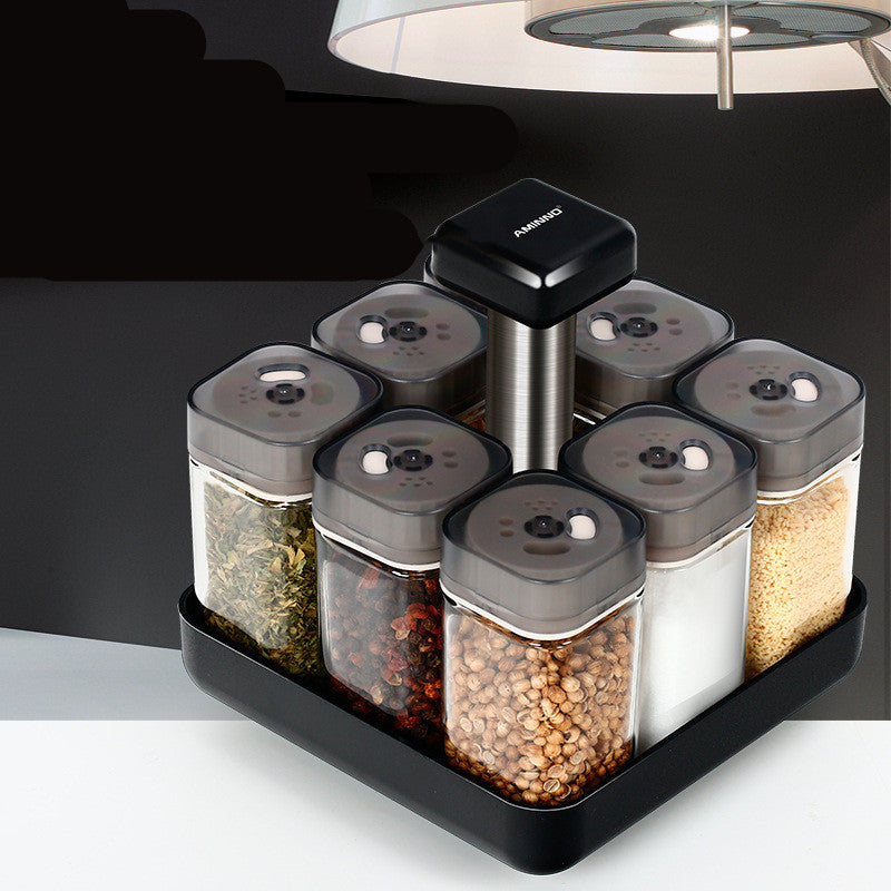 Glass Spice Jar Kitchen Seasoning Organizer Container