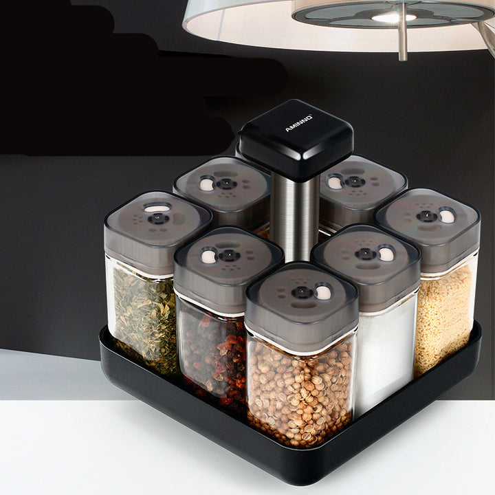 Glass Spice Jar Kitchen Seasoning Organizer Container