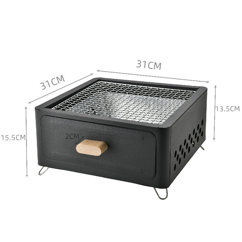 Outdoor Square Charcoal Barbecue Grill Oven