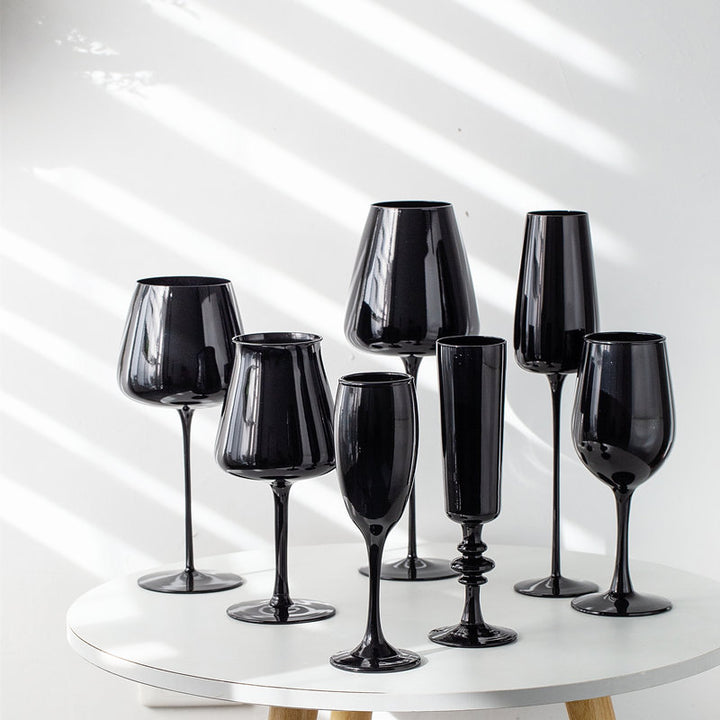 Black Porcelain Crystal Elegant Drinking Glass