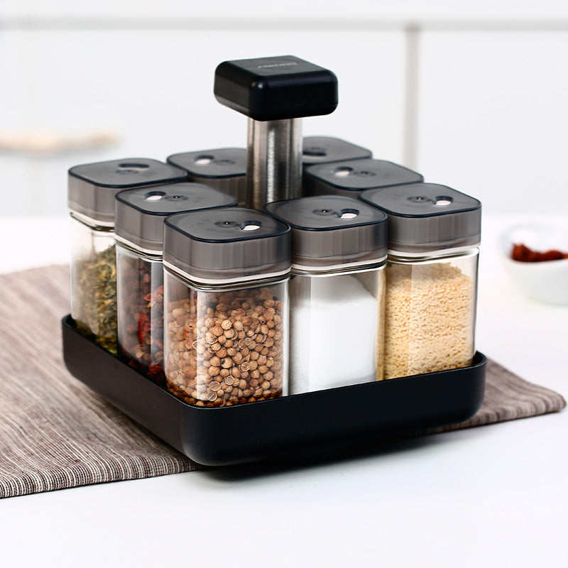 Glass Spice Jar Kitchen Seasoning Organizer Container