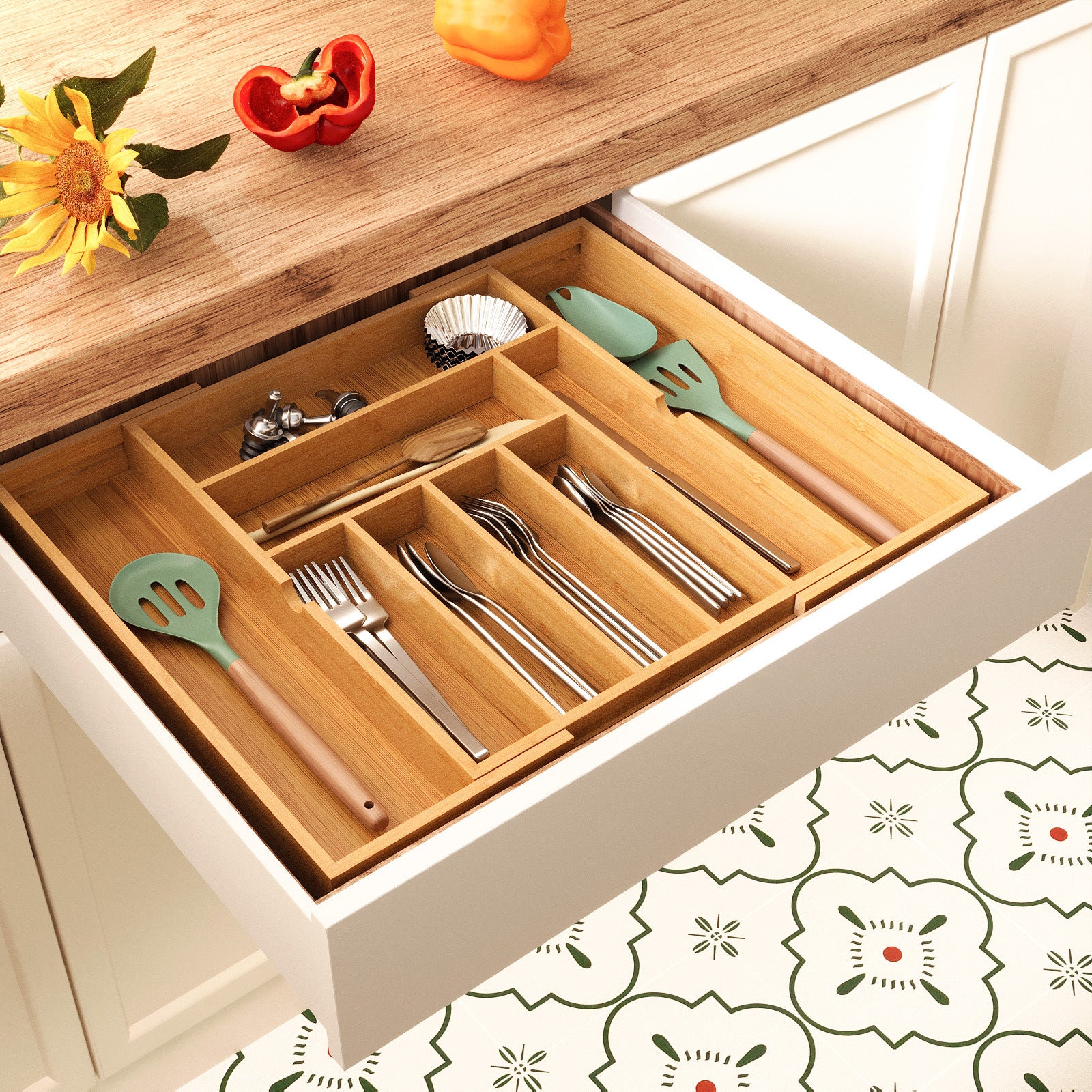 Retractable Pull-Out Kitchen Utensil Organizer